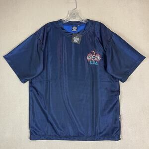 NPC Jersey Mens M Blue Black USA Body Building Embroidered Logo Short Sleeve Tee